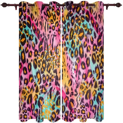 Rode Zebra Luipaardprint Raamgordijnen Woondecoratie Slaapkamer Raambekleding Valgordijnen voor Woonkamer 135W x 60H(cm)