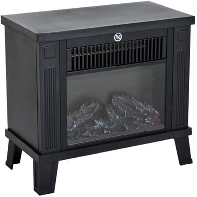 Elektrische Haard - Vrijstaande Elektrokachel met Realistisch Vlameffect - 600/1200W Verwarming - Metalen Sfeerkachel - 34 x 17 x 31 cm - Zwart