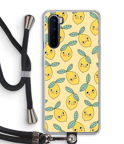 Case Company® - Hoesje met koord geschikt voor OnePlus Nord hoesje met Koord - Citroenen - Telefoonhoesje met Zwart Koord - Bescherming aan alle Kanten en Over de Schermrand