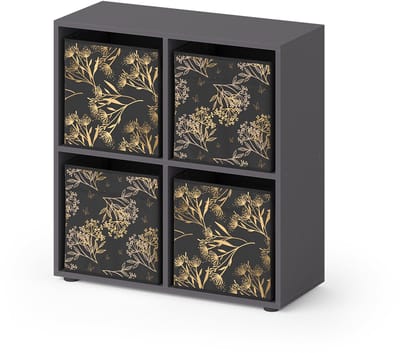 Vicco Tetra Ruimteverdeler – 72.6 x 72 cm met 4 vouwboxen opt.1 Zwart