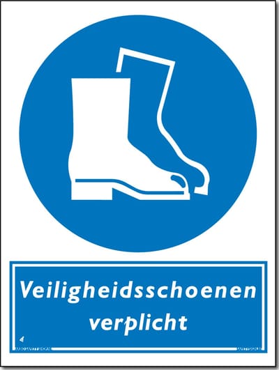 Veiligheidsschoenen verplicht bord - Aluminium - 30 x 40 cm