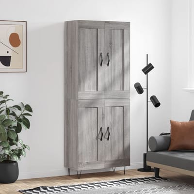 vidaXL - Hoge - kast - 69,5x34x180 - cm - bewerkt - hout - grijs - sonoma - eikenkleurig