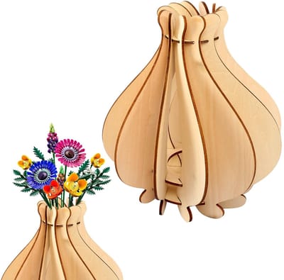 Dailygoody - 3D Houten Boeket Vaas - Houten Puzzel - Creatief Cadeau - Transparant - Tafeldecoratie - Unieke Woondecoratie - Voor Bloemenliefhebbers