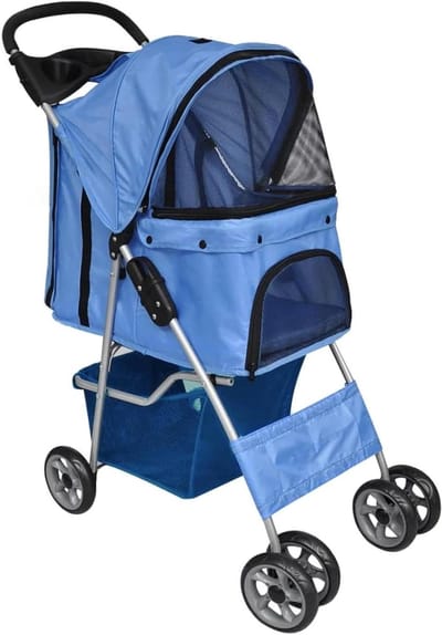 Opvouwbare Hondenbuggy - Reisdrager Kat - Huisdier Wandelen - Waterafstotend Materiaal - 83.5 x 39 x 19 cm - Blauw