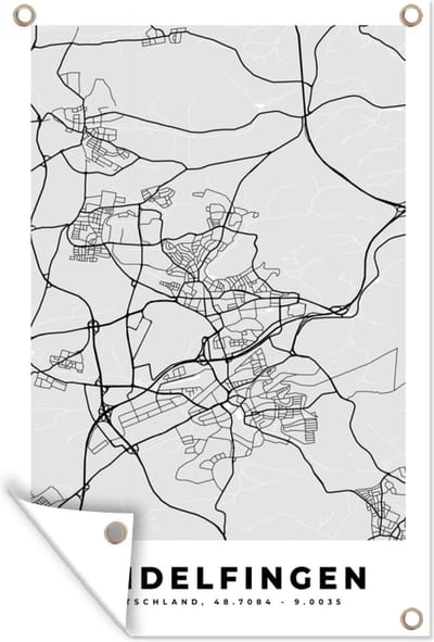 Muurdecoratie Plattegrond - Duitsland - Sindelfingen - Stadskaart - Kaart - 120x180 cm - Tuinposter - Tuindoek
