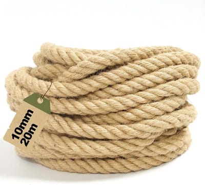 Jute touw - Hennep touw - Tuinieren en decoratie - Sterk natuurvezel - 10 mm x 20 m - Natuurlijk