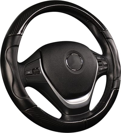 Luxe Stuurhoes Auto 37-38 cm - Zwart Carbon look - Voorgevormd - Kasey Products