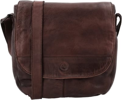 Hide & Stitches Paint Rock Schoudertas - Crossbodytas - Schouderband - Leer - Overslag - Ritssluiting - Leren Dames Tas - Donkerbruin