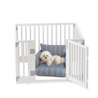 Opvouwbaar Welpenloophok Hondenloophok met Deur, 89 x 89 cm, Wit