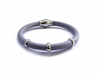 NIEUW! Jolla - dames armband zilver - leer - magneetsluiting - bedels - Single Silver - Paars