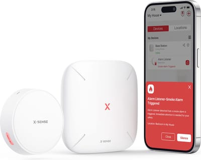 X-Sense SAL51 Smart Alarm Listener set - Listener en SBS50 Base Station - Luisteraar voor rookmelder en koolmonoxidemelder en hittemelder - Werkt via app - WiFi gateway - Draadloos RF koppelbaar - Smart Home - Brandalarm