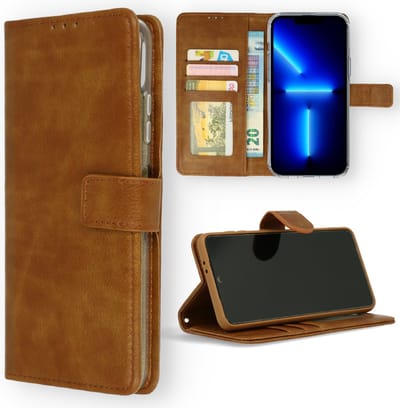 HB Hoesje Geschikt voor Apple iPhone SE (2022 / 2020) - Apple iPhone 7 & 8 - Bruin - Portemonnee Book Case met Pasjeshouder en Magneetlipje