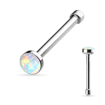 Neuspiercing rechte stud 0.8x6x2.5 opal - wit - LMPiercings