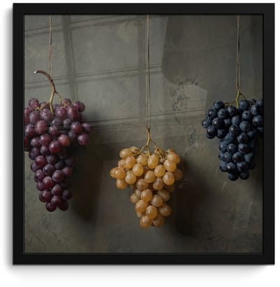 Poster in lijst - Fotolijst 40x40 cm - Posters - Druiven - Kleurrijk - Muur - Posterlijst zwart - Decoratie - Wanddecoratie woonkamer - Muurdecoratie slaapkamer
