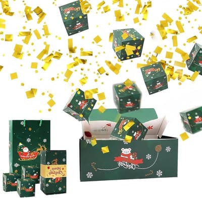 Kerstmis Geld Doos - Stuiterend Koffertje - Feestelijke Cadeau - Vouw & Pop-up - 266 cm Lengte - Groen