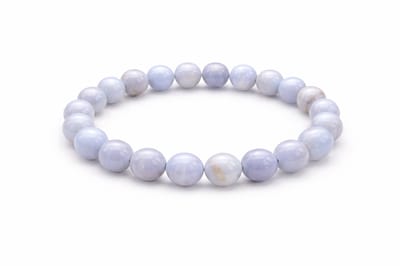 Blauw Kant Agaat Armband – Natuursteen Edelsteen Armband – 8 mm Kralen – Rust & Communicatie