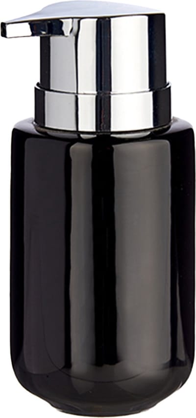 Berilo zeeppompje/dispenser - keramiek - zwart/zilver - 350 ml - toilet/badkamer/keuken - lotionpompje