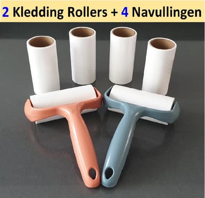 SUNMOOL Kleding Roller - Kledingroller - Kleff Roller - Haarroller - Stofroller - Pluizenroller - 2 Rollers + 4 Navullingen - Totaal 240 Kleefvellen (1 Stuk= 40 Kleefvellen)