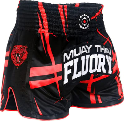 Fluory Kickboks Broekje Stripes Zwart Rood - XS