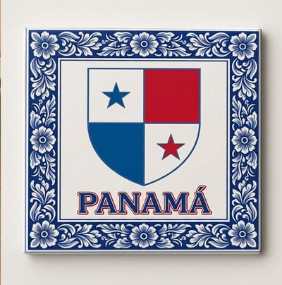 Panama Decoratieve Keramische Tegel – Panamá Vlag Schild Wandtegel – Blauw Wit Rood Heritage Souvenir Cadeau