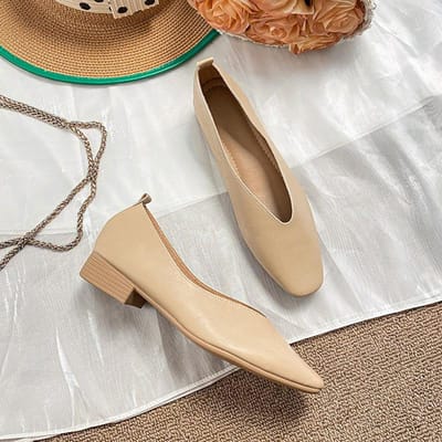 Dames Retro Schoenen Lage Hak Zachtzool Platte Schoenen Vrouw Elegant Zomer Frans Vierkante Neus Groen Mary Janes Schattige Casual Ballerina's 36 beige