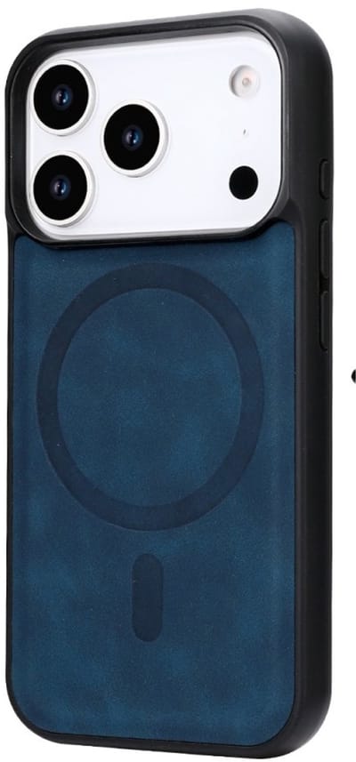 CaseMania Bookcase hoesje geschikt voor Apple iPhone 17 Pro Max - Effen Donkerblauw - Kunstleer - Compatible met MagSafe