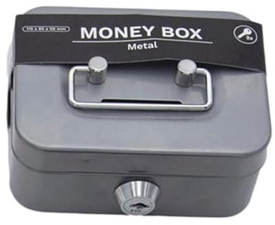 Renopfect Steel Money Cassette Lockable with 2 Keys and Coin Insert, Lockable and Portable, Money Box, Coffee Box, Money Box, Drinking Money Box