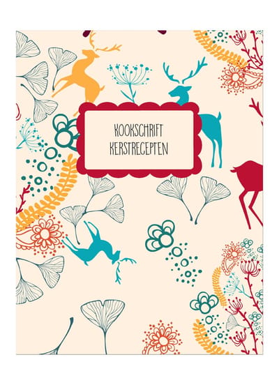 HappyBook - Kookschrift - Kerst - Recepten - Feestdagen - Cadeau - Maaltijd - Feest - Kookliefhebber - Rendieren - Elastiek - Softcover - Familietradities - Familierecepten - Tradities - Kerstcadeau - Kerstgerechten - Feestrecepten - Eten