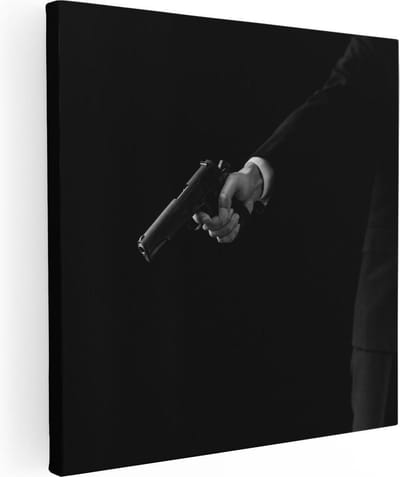 Artaza Canvas Schilderij Maffia - 30x30 cm - Klein - Muurdecoratie Mancave - Wanddecoratie Gangster - Kamer Accessoires