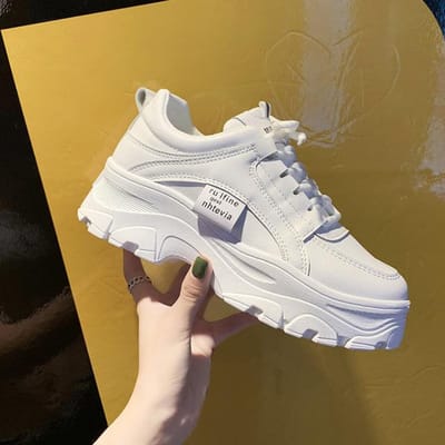 Chaussures de Luxe Femmes Mode Baskets Chaussures à Plateforme Épaisses Respirantes Décontractées à Lacets Zapatos Mujer Chaussures de Sport de Haute Qualité 39 gray