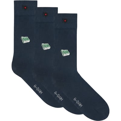 A-DAM  3-pack Casual Socks Navy Good News Navy Maat: 36-40 | Slipjes Outlet | Unisex | Blauw