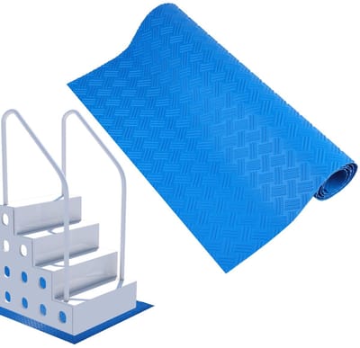 Dailygoods- Zwembadladdermat 1,5 mm dik - Antislip Opstappad - PVC - 18 x 36 inch - Voor Bovengronds/Ingegraven Zwembad - Blauw - Zwembadmat