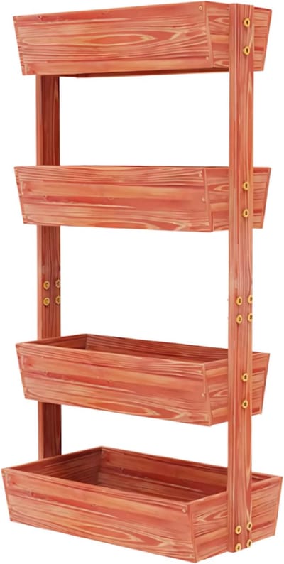 Tuinbed voor binnen en buiten - 4 lagen - Houten moestuin - Plantenbak - Tuibak voor bloemen - Tuinieren - 140x65cm