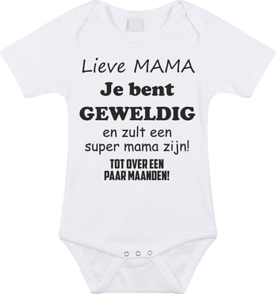 Baby rompertje met leuke tekst | Lieve mama je bent geweldig |zwangerschap aankondiging | cadeau papa mama opa oma oom tante | kraamcadeau | Maat 80 wit