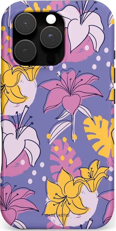 Casetastic hoesje geschikt voor Apple iPhone 16 Pro - MagSafe - Dubbellaagse bescherming - Lichtjesbloei - Fashion Case - Lavendel Goud Lichtgrijs