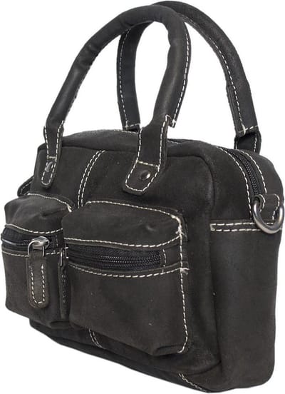 Arrigo Klein Tasje Dames • Schoudertasje • Mini Westernbag • Split leer • Zwart