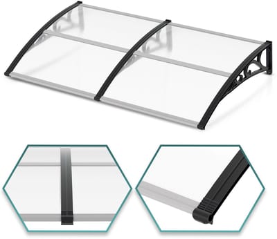 Deurluifel – Transparant Polycarbonaat Afdak 5 mm – Moderne Overkapping voor Voordeur, Terras en Buitenruimte – Zon- en Regenbescherming - 200x100 cm