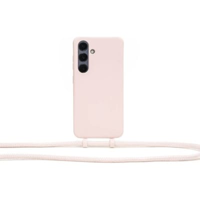 Coverzs Silicone case met koord - Telefoonhoesje met koord - Backcover hoesje met koord - touwtje - geschikt voor Samsung Galaxy S24 - Roze