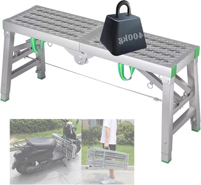 Opvouwbare Steiger - Werkplatform Ladder - Klusjes in Huis - In Hoogte Verstelbaar - 200x40cm - Zilver
