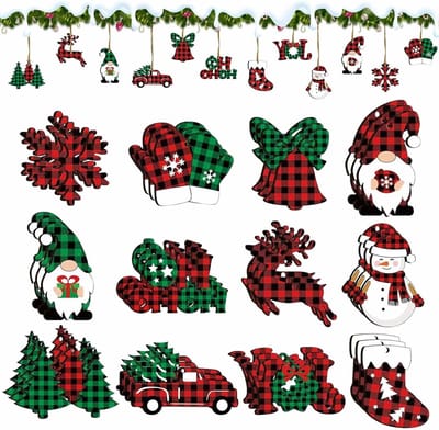 36 Stuks Kerstboomdecoraties van Hout, Unieke Versieringen voor een Feestelijke Sfeer, Kerstversiering en Decoratie voor het Huis