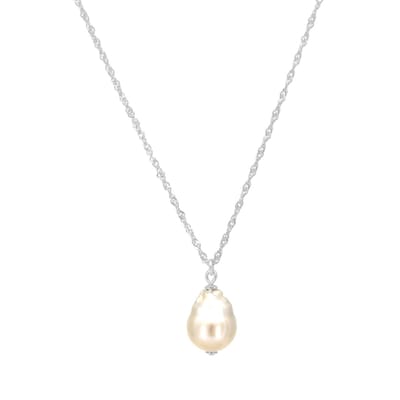 ARLIZI 2154 Ketting witte barok parel hanger - sterling zilver - 46 cm