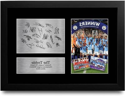 Voetbal Memorabilia - Gesigneerde Foto - Fan Collectie - Gedrukte Replica - A4 Ingelijst - Zwart