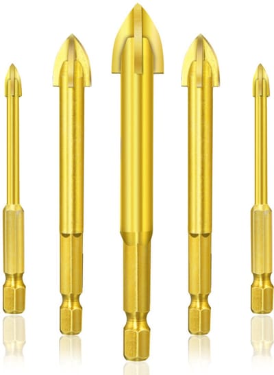 5 Delige Glasboren set - Glasboor - Hardceramic Tegelboorset - glassnijder set - Tegelboren Ø 4,5,6,8,10 mm - Precisie boren voor tegels & glas traduir son detaille - LOUZIR