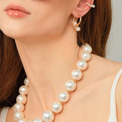 Hipanema Pearly wit/gouden ketting