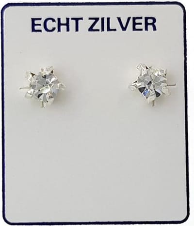 Zilveren oorknopjes met naturel steentje 5 mm