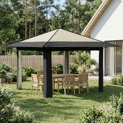 vidaXL - Tuinpaviljoen - zonder - Zijwand - 3,3 - x - 3,3 - m - Crème - en - Antraciet