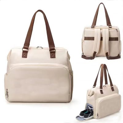 Luiertas rugzak-luiertas-luier organizer-draagbare babyverschoonmat - Grote capaciteit, multifunctionele, drie-in-één, diagonaal geïsoleerde moeder- en babytas - Zwangerschapstas, Mommy Bag, Rugzak - Gebroken wit - 15,7 x 6,5 x 13,67 inch