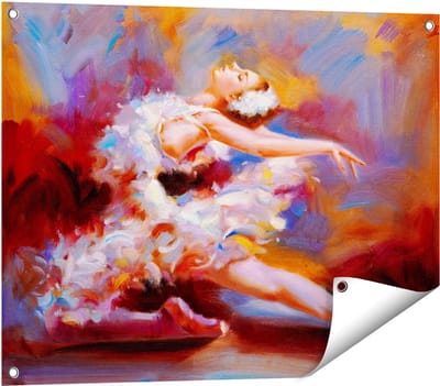 Gards Tuinposter Ballerina van Olieverf - Ballet - 80x60 cm - Tuindoek - Tuindecoratie - Wanddecoratie buiten - Tuinschilderij