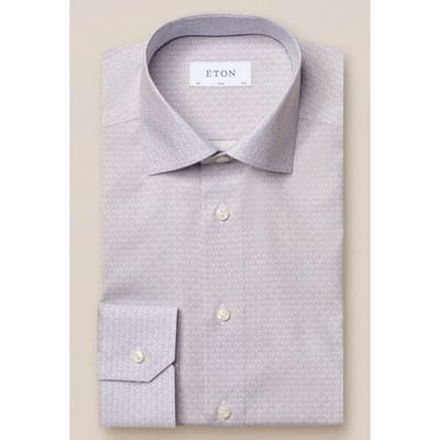 Eton Overhemd Art Deco Contrast Poplin Blauw / male