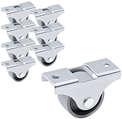Set van 8 Vaste Meubelwielen (25 mm) - Grijze Kleine Wieltjes voor Kasten en Apparatuur